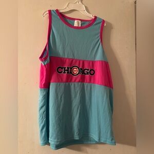 Chicago Cubs Neon blue and pink tank top Men’s XL Budweiser Cubbies Baseball
